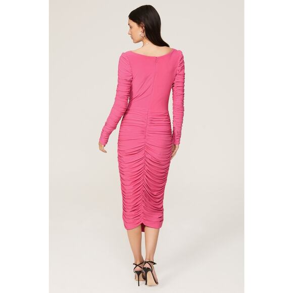 Aliétte Barbie Pink Ruched Draped Neckline Cowl Neck Gown Dress Size 10 - Picture 3 of 16